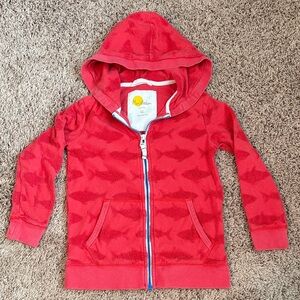 Mini Boden Red Shark Print Hoodie